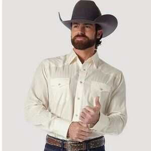 ***SOLD OUT*** Wrangler Men's Shirt Classic Fit Dobby Stripe Pearl Snap 75226TN